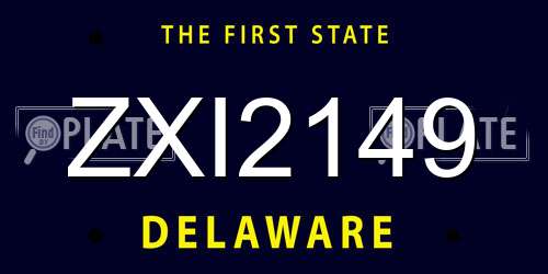 ZXI2149 Delaware License Plate