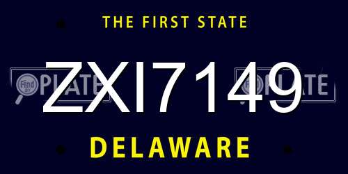 ZXI7149 Delaware License Plate