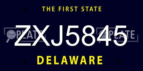 ZXJ5845 Delaware License Plate