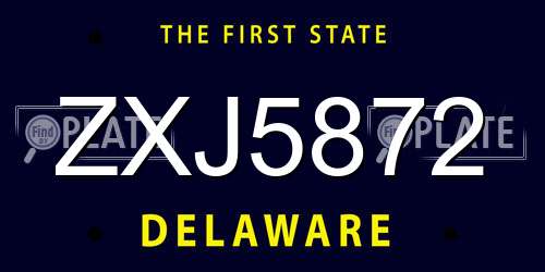 ZXJ5872 Delaware License Plate