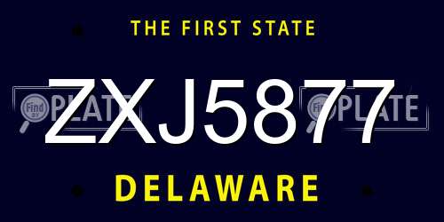 ZXJ5877 Delaware License Plate