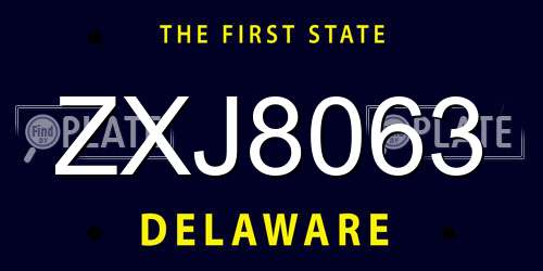 ZXJ8063 Delaware License Plate