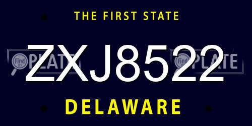 ZXJ8522 Delaware License Plate