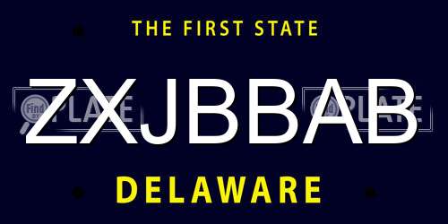 ZXJBBAB Delaware License Plate