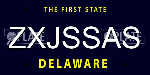 ZXJSSAS Delaware License Plate