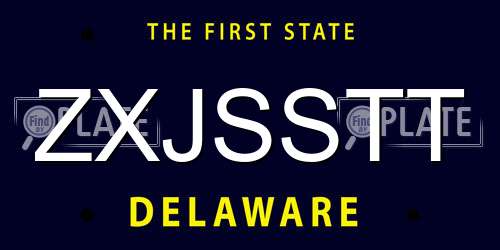 ZXJSSTT Delaware License Plate