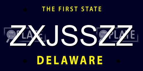 ZXJSSZZ Delaware License Plate