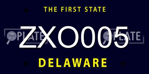 ZXO005 Delaware License Plate