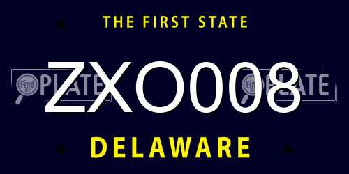 ZXO008 Delaware License Plate