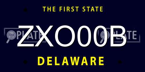 ZXO00B Delaware License Plate