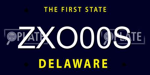 ZXO00S Delaware License Plate