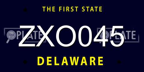 ZXO045 Delaware License Plate