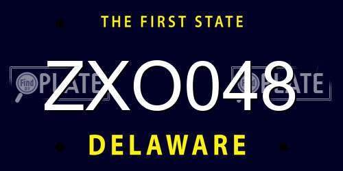 ZXO048 Delaware License Plate