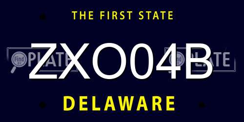 ZXO04B Delaware License Plate