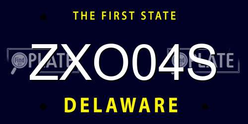 ZXO04S Delaware License Plate