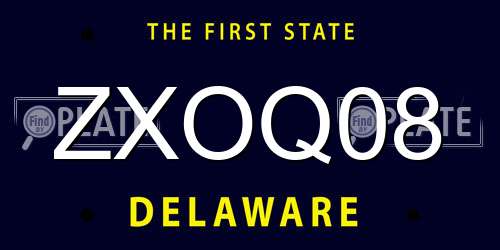 ZXOQ08 Delaware License Plate
