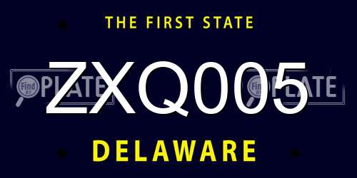ZXQ005 Delaware License Plate