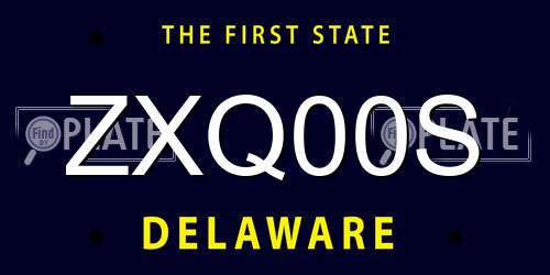 ZXQ00S Delaware License Plate