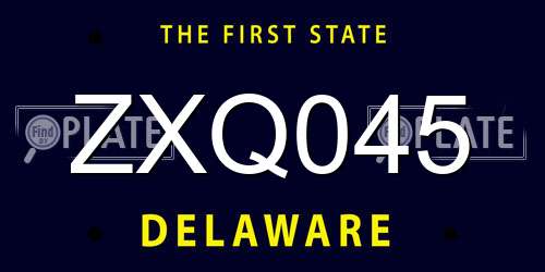 ZXQ045 Delaware License Plate