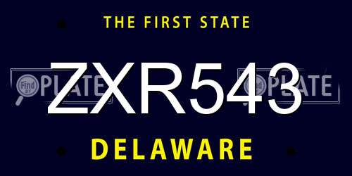 ZXR543 Delaware License Plate