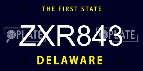 ZXR843 Delaware License Plate