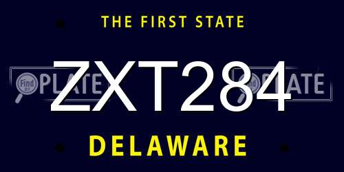 ZXT284 Delaware License Plate