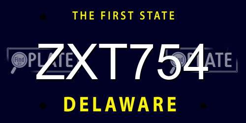 ZXT754 Delaware License Plate