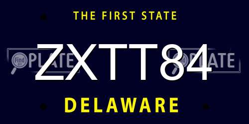 ZXTT84 Delaware License Plate