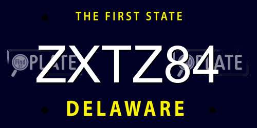 ZXTZ84 Delaware License Plate