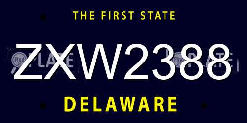 ZXW2388 Delaware License Plate
