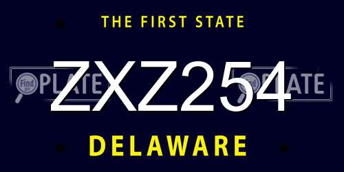 ZXZ254 Delaware License Plate