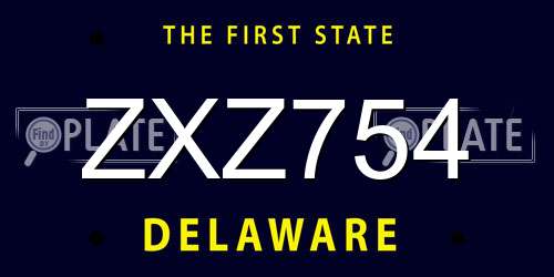 ZXZ754 Delaware License Plate