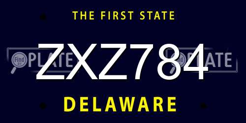 ZXZ784 Delaware License Plate