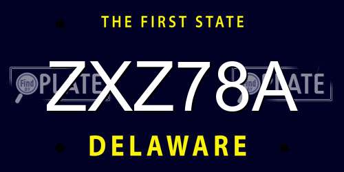 ZXZ78A Delaware License Plate