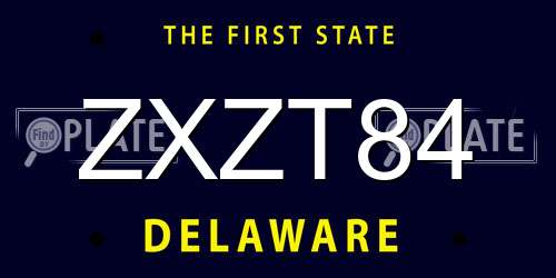 ZXZT84 Delaware License Plate