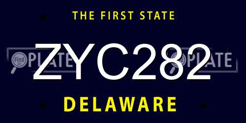 ZYC282 Delaware License Plate