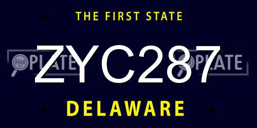 ZYC287 Delaware License Plate
