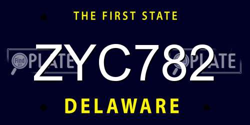 ZYC782 Delaware License Plate