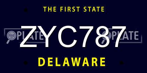 ZYC787 Delaware License Plate