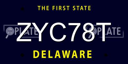 ZYC78T Delaware License Plate