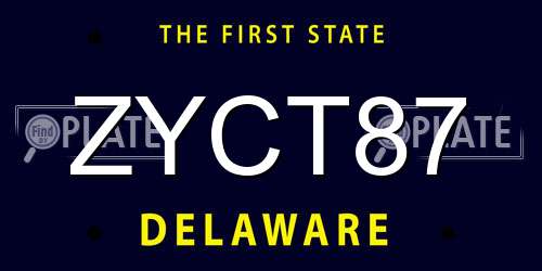 ZYCT87 Delaware License Plate