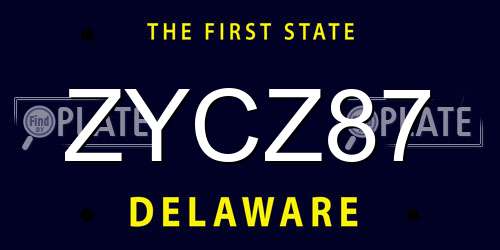 ZYCZ87 Delaware License Plate