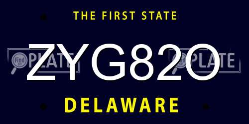 ZYG82O Delaware License Plate