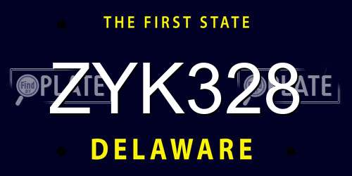 ZYK328 Delaware License Plate
