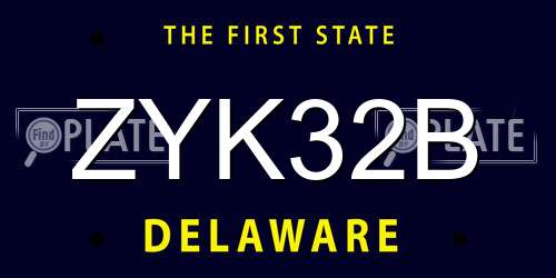 ZYK32B Delaware License Plate