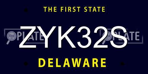 ZYK32S Delaware License Plate
