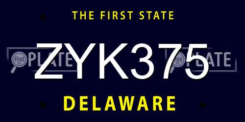 ZYK375 Delaware License Plate