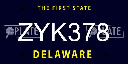 ZYK378 Delaware License Plate