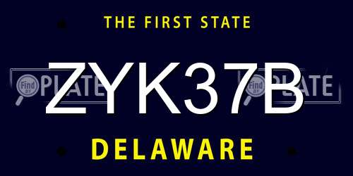 ZYK37B Delaware License Plate