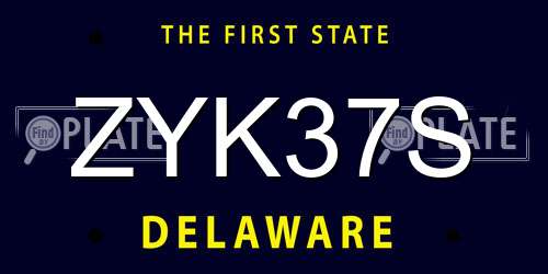 ZYK37S Delaware License Plate